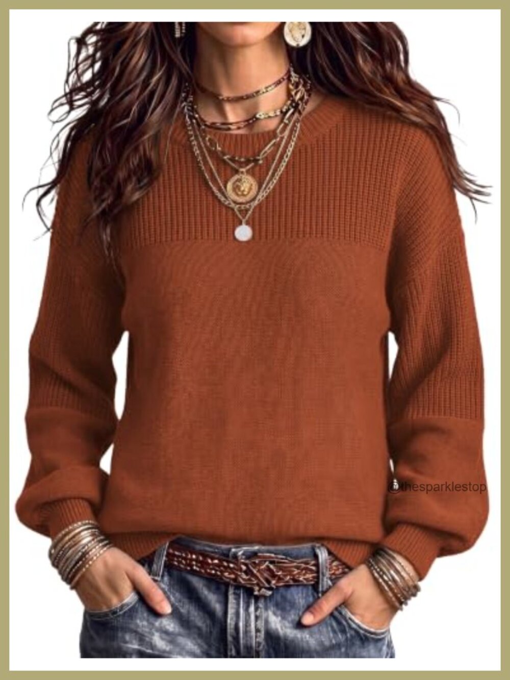 Cotton Blend Chunky Knit Women's Pullover Sweater Loose Fit Fall Winter Casual